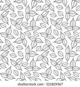Vector floral pattern with raspberry leaves