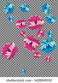 Vector  floral pattern of  red chrysanthemums in Japanese graphic style.