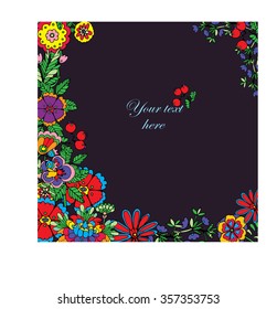  Vector floral pattern in scandinavian style. Vector card illustration.