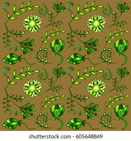 vector floral pattern in scribble style with flowers and leaves. Delicate, spring-summer floral background, wedding card, design elements