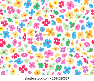 Blumenmuster der Vektorillustration. Nahtlose, bunter Zierhintergrund mit stylisierten kleinen Blumen.
