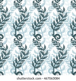 Vector floral pattern. Seamless pattern with fern silhouette. All elements are not cropped and hidden under mask.