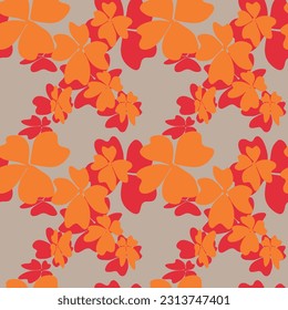 Vector Floral Pattern Seamless. Orange Graphic Decoration. Botanical Tile.