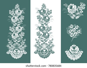 Vector floral pattern. Set of silhouette of flowers
