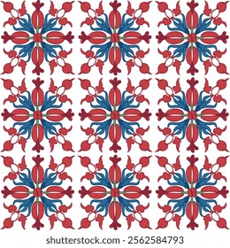 Vector floral pattern simple ornament colored. Stylized flower in retro style.
