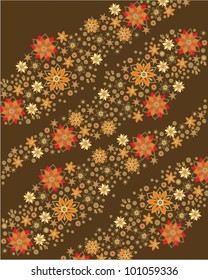 Vector floral pattern  with star anise on coffee - brown background