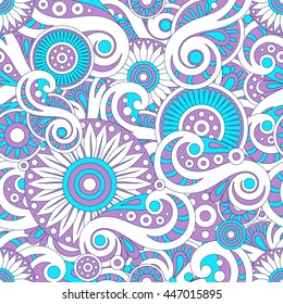 Vector floral pattern in steampunk style. Seamless ornamental texture with abstract flowers. 
All elements are not cropped and hidden under mask. 