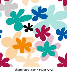 vector floral pattern swatch. seamless, modern, funky, doodles.