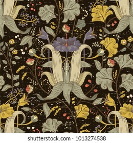 Vector floral pattern, victorian style. Floral bouquet with ornament.