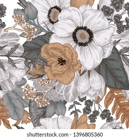 Vector floral pattern. Vintage illustration. Perfect for wallpaper, greeting cards, invitations, decoration etc.