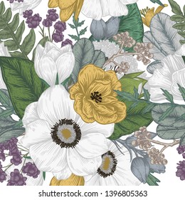 Vector floral pattern. Vintage illustration. Perfect for wallpaper, greeting cards, invitations, decoration etc.