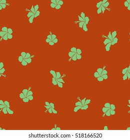 Vector floral pattern for wedding invitations, greeting cards, scrapbooking, print, gift wrap, manufacturing fabric, textile. Elegant seamless pattern with decorative orange and green hibiscus flowers