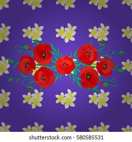 Vector floral pattern for wedding invitations, cards, print, gift wrap, fabric or textile. Elegant seamless pattern with many decorative flowers on violet background. Colorfil elements for design.