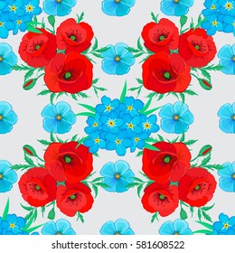 Vector floral pattern for wedding invitations, greeting cards, print, gift wrap, fabric, textile. Elegant seamless pattern with many decorative flowers on gray background. Colorfil elements for design