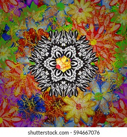 Vector floral pattern for wedding invitations, greeting cards, scrapbooking, print, gift wrap, manufacturing fabric and textile. Elegant seamless pattern with decorative flowers in colors.
