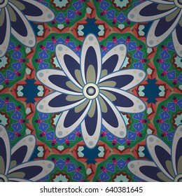 Vector floral pattern for wedding invitations, greeting cards, scrapbooking, print, gift wrap, manufacturing fabric and textile. Elegant seamless pattern with decorative flowers in blue colors.