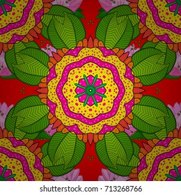 Vector floral pattern for wedding invitations, greeting cards, scrapbooking, print, gift wrap, manufacturing fabric, textile. Elegant seamless pattern with decorative flowers in green, yellow colors.