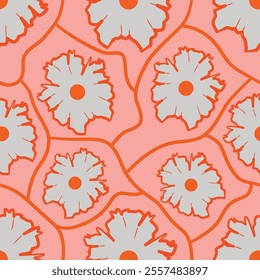 a vector floral pattern with white and red in the middle with red lines around it