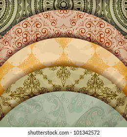 vector floral patterns, vintage retro style, gradient mesh, eps 10