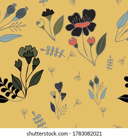 Vector Floral with peach background design seamless Pattern. Great for Fabrics, Scrap booking, bullet journal, textiles, blankets, pillows, cover,