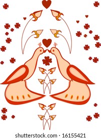 Vector floral peacock