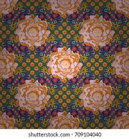 Vector floral pink, brown and green texture pattern. Seamless pattern can be used for wallpaper, pattern fills, printing, surface textures, fabric or textile.