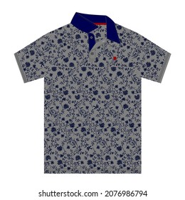 vector floral, polo collar t-shirt, to be used in screen printing and t-shirt making, vector art.