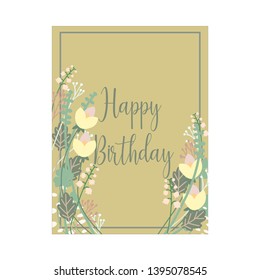 vector floral postcard, design set: garden flower, red, blue, yellow flowers. Decorative modern layout, colorful.