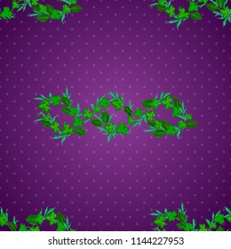 Vector floral print in brown, purple and green colors. Watercolor seamless pattern on striped background.