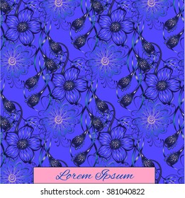 Vector floral purple background with place for your text. Invitation card.