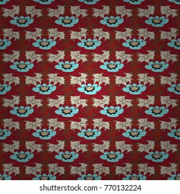 Vector floral red, beige and brown texture pattern. Seamless pattern can be used for wallpaper, pattern fills, printing, surface textures, fabric or textile.