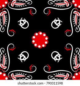 Vector floral red black white pattern for design fabric, wrapping paper, background packing
