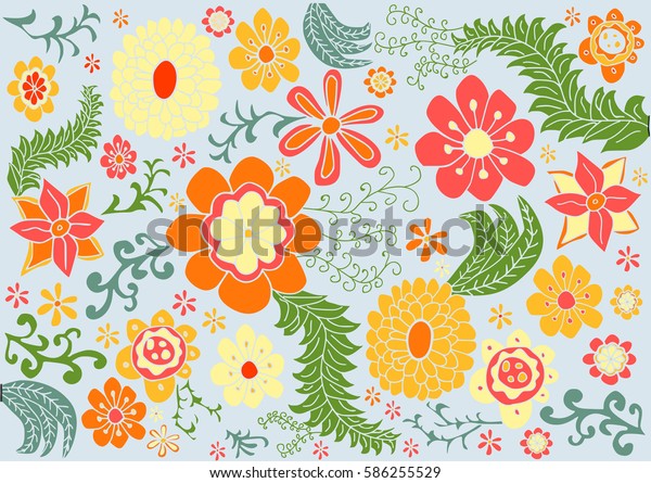 Vector Floral Retro Color Pattern Stock Vector (Royalty Free) 586255529 ...