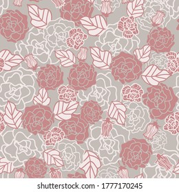 Patrón de fondo de repetición sin fisuras de color gris rosa floral vectorial. Ideal para proyectos de papel textil y tapiz.