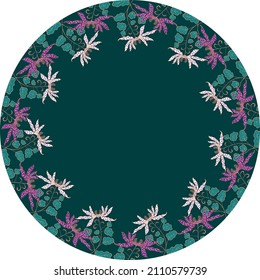 Vector de fondo redondo floral con borde de orquídeas decorativas