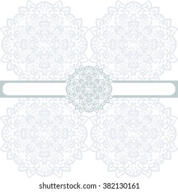 Vector floral round border ornament in Eastern style. Ornamental lace pattern for wedding invitations and greeting cards, wallpaper, backgrounds, fabrics, textile. Blue serenity color