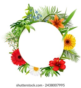 Vector Floral Round Frame isolated on white background