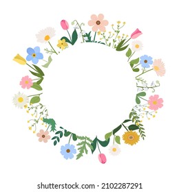 Vector Floral Round Frame Spring Colorful Stock Vector (Royalty Free ...