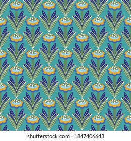 Vector floral Scandinavian folk art seamless pattern.