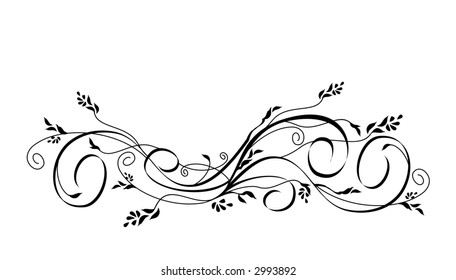 Vector floral and scroll black ornament