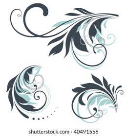 Vector floral scrolls. Elements can be ungrouped for easy editing.