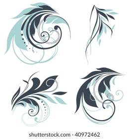 Vector floral scrolls. Elements can be ungrouped for easy editing.
