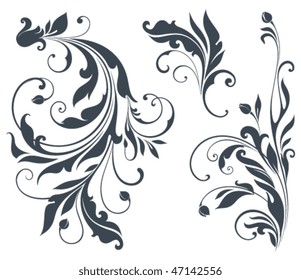 Vector floral scrolls. Elements can be ungrouped for easy editing.