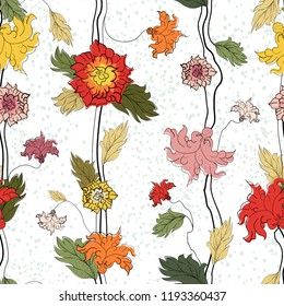 Vector floral seamless abstract hand drawn pattern