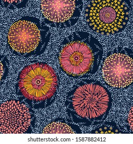 Vector floral seamless background, Australian flowers pattern, top view 