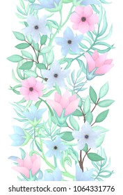 Vector Floral Seamless Border in Pastel Colors