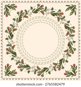 Vector floral seamless border patterns from hand painted red flowers on a beige background. 2 pattern brushes in the brush palette