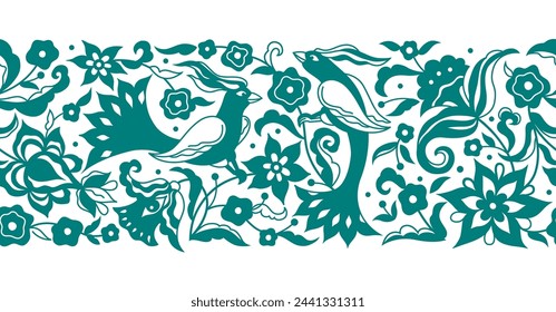 Vector floral sin marco, borde, plantilla de diseño de tarjeta. Elementos, viñeta de estilo oriental. Borde de silueta floral, tarjeta prefabricada. Adorno árabe. Adornos aislados. 