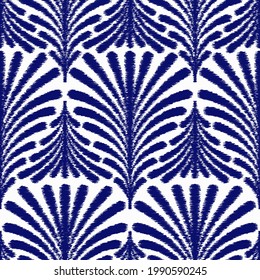 Vector Floral Seamless Ikat Pattern. Ethnic Background