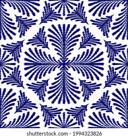 Vector Floral Seamless Ikat Pattern. Ethnic Background